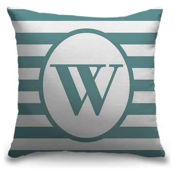 "Letter W - Striped Oval" Pillow 18"x18"