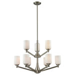 Z-Lite - Z-Lite 410-9 Montego - Nine Light Two-Tier Chandelier - Clean lines and contemporary elegance describes thMontego Nine Light T Brushed Nickel Matte *UL Approved: YES Energy Star Qualified: n/a ADA Certified: n/a  *Number of Lights: Lamp: 9-*Wattage:100w Medium Base bulb(s) *Bulb Included:No *Bulb Type:Medium Base *Finish Type:Brushed Nickel