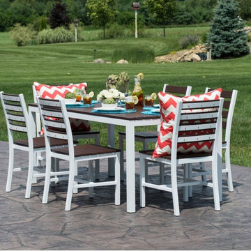 Loft Outdoor Dining Set - Textured White Aluminum w/ Venetian Cocoa Premium HDPE