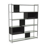 Federico High Bookcase, Black Stained Oak, Chrome Accent