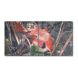 Rustic Wall Art - Leaves and Stems, 40" x 21" On Plywood - Artwork