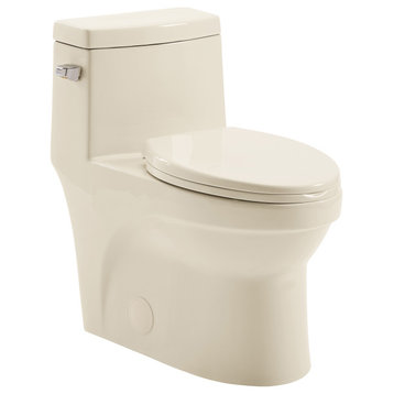 Virage 1-Piece Elongated Left Side Flush Handle Toilet 1.28 gpf, Bisque