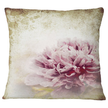 Pink Peony in Vintage Style Floral Throw Pillow, 16"x16"