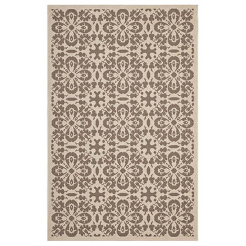 Modway Ariana 5' x 8' Floral Trellis Area Rug in Beige