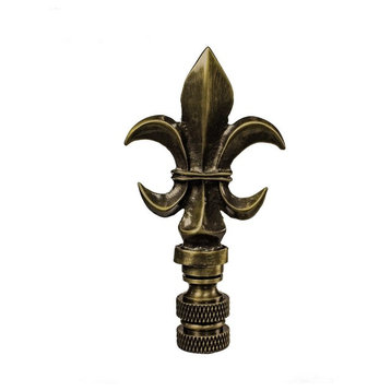 Fleur De Lis Antique Brass Lamp Finial 3.2"h