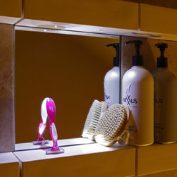 Bathroom Clear Mirror with LED Lighting - Shower Caddies