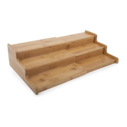 Bamboo Expandable 3 Step Spice Rack - Spice Jars And Spice Racks