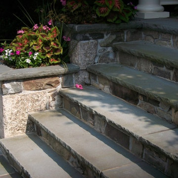 Custom stone masonry stairs