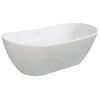 Aqua Eden 72" Solid Surface White Stone Freestanding Tub w/Drain, Matte White