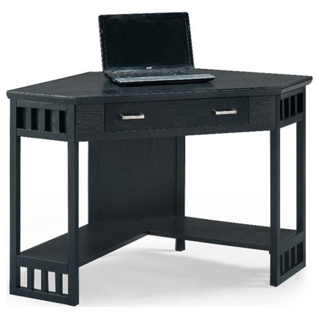 Leick Furniture Corner Computer Wood Desk in Black