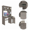 Weston 2 Computer Desk, With 2 Drawers, 6 Shelves And Hutch, Light Gray