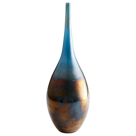 Cyan Large Ariel Vase 09650, Iridescent Sunset