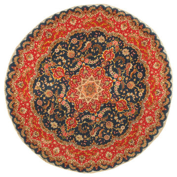 Pasargad Baku Collection Hand-Knotted Silk and Wool Round Rug, 5'0x5'