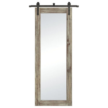 Extra-Large Rectangular Barn Door Mirror in Salvaged Grey Oak Rustic Wood Frame