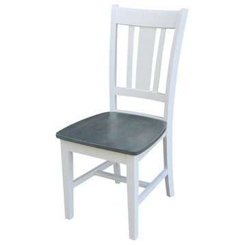 Set of Two San Remo Slat Back Chairs, White/Heather Gray