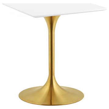 Lippa Square Dining Table With Gold Base, 24"