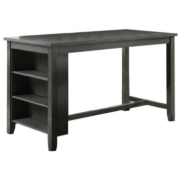 Benzara BM232889 Wooden Counter Height Table With 3 Storage Shelves, Gray