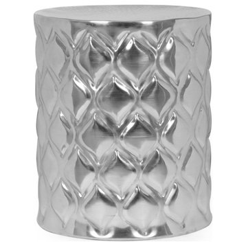 Selms Modern Glam Handcrafted Aluminum Ikat Side Table, Silver