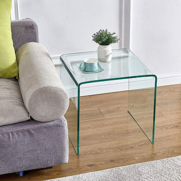 Modern Glass and Lucite Side End Tables
