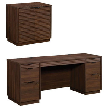 Home Square 2-Piece Set with Computer Credenza Desk & Utility Stand Libary Base