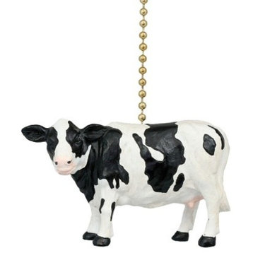 Holstein Black and White Cow Farm Ceiling Fan Light Pull