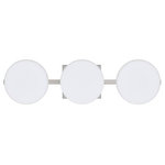 Besa Lighting - Besa Lighting 3WS-773807-LED-SN Ciro - 22.5" 15W 3 LED Bath Vanity - Ciro's low-profile round shape is handcrafted Opal glass. This modern wall light offers flexible design potential for a variety of bath/vanity decorating schemes. Mount horizontally or vertically. ADA-Compliant. Our Opal glass is a soft white cased glass that can suit any classic or modern decor. Opal has a very tranquil glow that is pleasing in appearance. The smooth satin finish on the clear outer layer is a result of an extensive etching process. This blown glass is handcrafted by a skilled artisan, utilizing century-old techniques passed down from generation to generation. The vanity fixture is equipped with plated steel square lamp holders mounted to linear rectangular tubing, and a low profile square canopy cover. These stylish and functional luminaries are offered in a beautiful Chrome finish.  Mounting Direction: Horizontal  Shade Included: TRUE  Dimable: TRUE  Color Temperature:   Lumens: 450  CRI: +  Rated Life: 25000 HoursCiro 22.5" 15W 3 LED Bath Vanity Chrome Opal Matte GlassUL: Suitable for damp locations, *Energy Star Qualified: n/a  *ADA Certified: YES *Number of Lights: Lamp: 3-*Wattage:5w LED bulb(s) *Bulb Included:Yes *Bulb Type:LED *Finish Type:Chrome