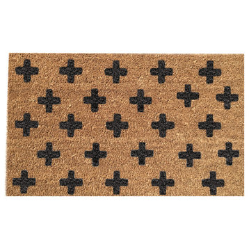 Hand Painted "Swiss Cross" Doormat, CA Bear Brown