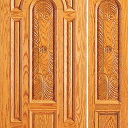 Prehung Exterior Door with One Sidelite , Mahogany Carved 8 Panel - Front Doors