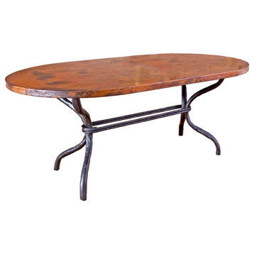 Woodland Dining Table With 42"x72" Rectangle Copper Top, Oval