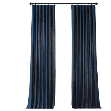Dune Textured Solid Cotton Curtain Pair, Noble Navy, 50"wx96"l