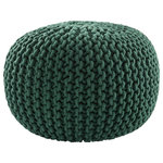 Jaipur Living - Jaipur Living Visby Textured Round Pouf, Green - The charming Spectrum Pouf collection offers an array of colors to casual and contemporary spaces. This round, cotton pouf features a chunky-knit weave for texture and a hint of global inspiration. Perfect as a comfy ottoman or convenient as extra seating in a living space, this forest green floor cushion provides a versatile accent.