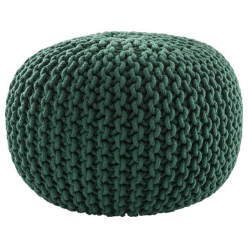 Jaipur Living Visby Textured Round Pouf, Green