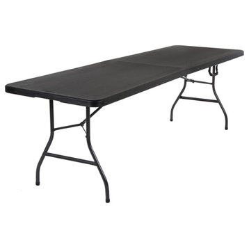 COSCO Deluxe 8' x 30'' Fold-in-Half Blow Molded Folding Table in Black