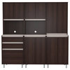 Inval AMBROSSIA 3 Piece Breakroom Pantry in Espresso and Gray Engineered Wood