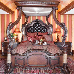 Victoria Palace 3 PC Light Espresso Canopy Bedroom Set by Michael Amini - Bedroom Furniture Sets