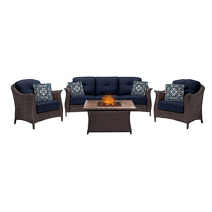 Gramercy 4 Piece Woven Fire Pit Set Navy Blue Gram4pcfp Nvy Tn