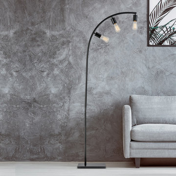 Winslow 70" 3-Light Floor Lamp, Black, Satin Finish