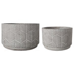 Urban Trends Collection - Round Cement Pot Molded with Optical Illusion Design, Washed Gray Finish - UTC pots are made of the finest cements which makes them tactile and attractive. They are primarily designed to accentuate your home, garden or virtually any space. Each pot is treated with a washed that gives them rigidity against climate change, or can simply provide the aesthetic touch you need to have a fascinating focal point!!
