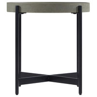 Brookline 20 in Round Wood with Gray Concrete-Coating End Table