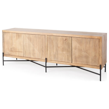 Cairo Light Brown Solid Wood w/ Black Metal Base Sideboard