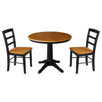 36" Round Top Pedestal Table - With 2 Madrid Chairs