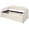 Gewnee Twin Size Upholstered daybed with Drawers, Wood Slat Support in Beige