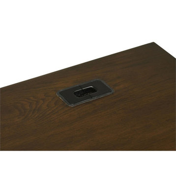 Pemberly Row 5-drawer Wood Credenza Desk Dark Walnut and Gunmetal