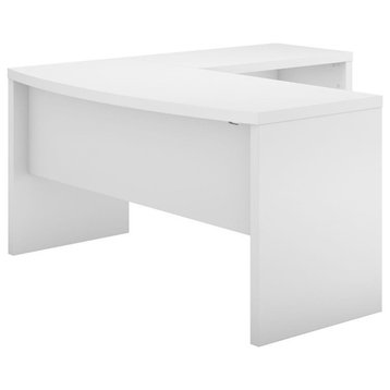 Echo L Shaped Bow Front Desk in Pure White - Engineered Wood
