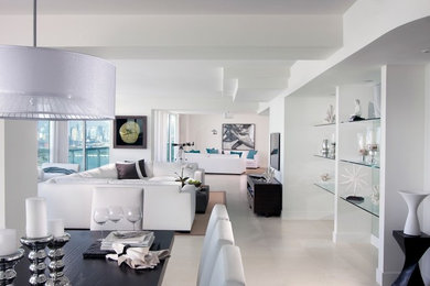 Example of a trendy living room design in Miami