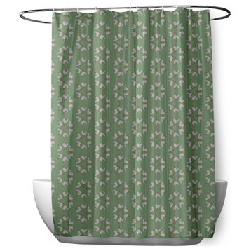 70"Wx73"L Chickens-go-round Shower Curtain, Basswood Brown, Laurel Tree Green