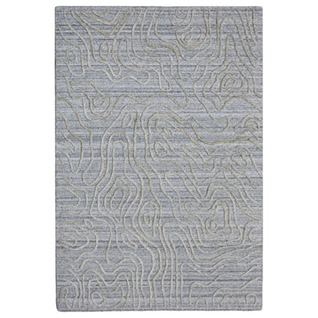 Hand Woven Overtufted Kilim Polypropylene Area Rug Abstract Silver