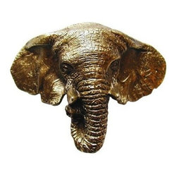 Inviting Home Inc. - Goliath Elephant Bin Pull, Antique-Style Brass - Cabinet And Drawer Handle Pulls