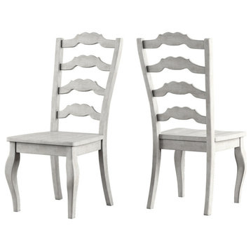 Arbor Hill French Ladder Back Wood Dining Chair, Set of 2, Antique White