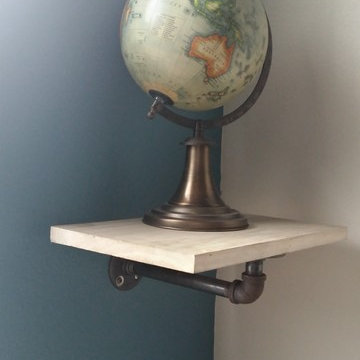 Custom Shelves with Metal Piping